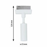 Weißer Pendeladapter mit einer Länge von 124 mm und einem Durchmesser von 23 mm, seitliche Ansicht.