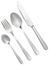 Besteckset Joker, 24-teilig, bestehend aus Messer, Gabel, Esslöffel und Teelöffel, aus Edelstahl, Ansicht von oben.