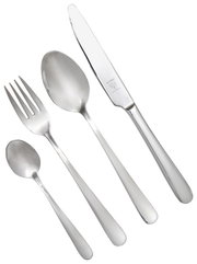 Besteckset Joker, 24-teilig, bestehend aus Messer, Gabel, Esslöffel und Teelöffel, aus Edelstahl, Ansicht von oben.