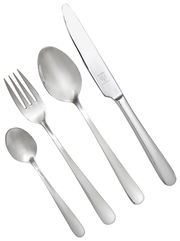 Besteckset Joker, 24-teilig, bestehend aus Messer, Gabel, Esslöffel und Teelöffel, aus Edelstahl, Ansicht von oben.