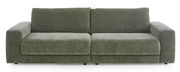 Grünes Megasofa mit breiten Armlehnen und geripptem Stoff, Frontalansicht
