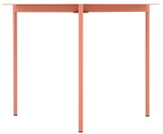 Runder Beistelltisch in Korallenfarbe, frontal betrachtet