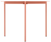 Runder Beistelltisch in Korallenfarbe, frontal betrachtet