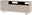 Modernes TV-Lowboard in Beige mit Metallbeinen, seitliche Perspektive