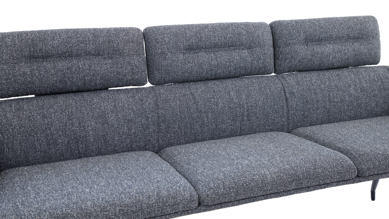 Dieter Knoll Sitzbank PABLO Graue Sitzbank mit drei gepolsterten Rückenlehnen, seitliche Perspektive