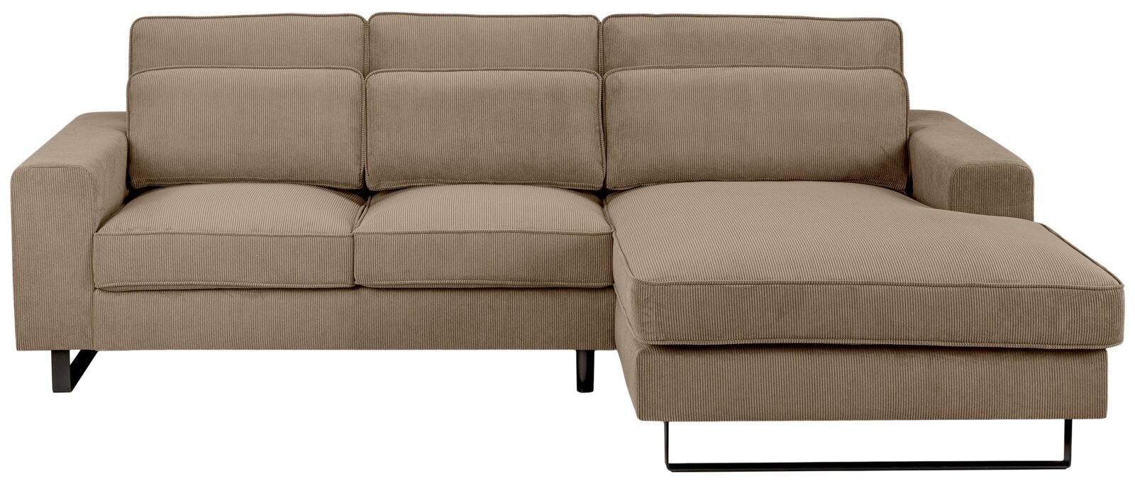 Beiges Sofa in L-Form mit rechter Ausrichtung, Vorderansicht