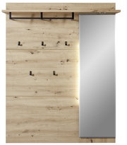 Garderoben-Set aus Holz mit Spiegel, Haken und Ablage, frontale Ansicht