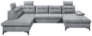 Graues Ecksofa DURBAN in U-Form mit verstellbaren Kopfstützen, Vorderansicht