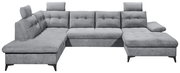 Graues Ecksofa DURBAN in U-Form mit verstellbaren Kopfstützen, Vorderansicht