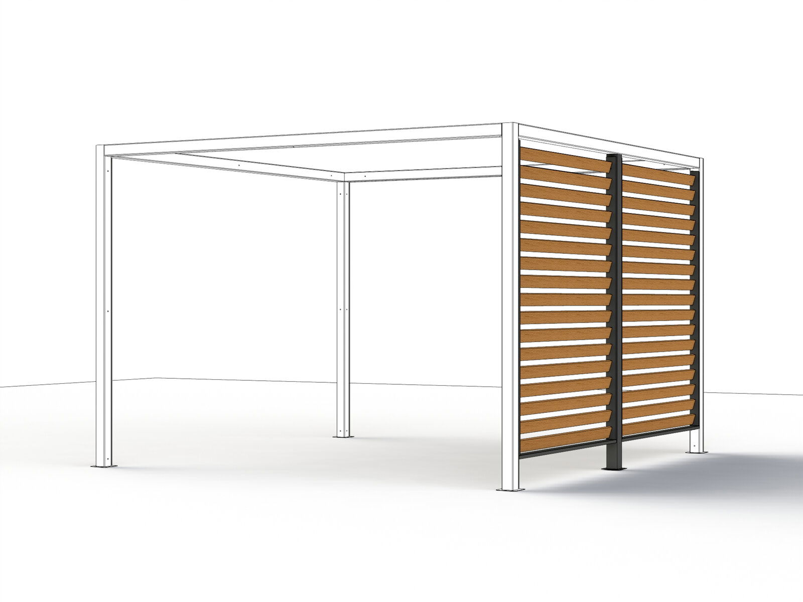 Siena Garden Sichtschutz Holzoptik SCHATTENMANUFAKTUR Moderner Sichtschutz in Holzoptik mit Metallrahmen, seitliche Perspektive