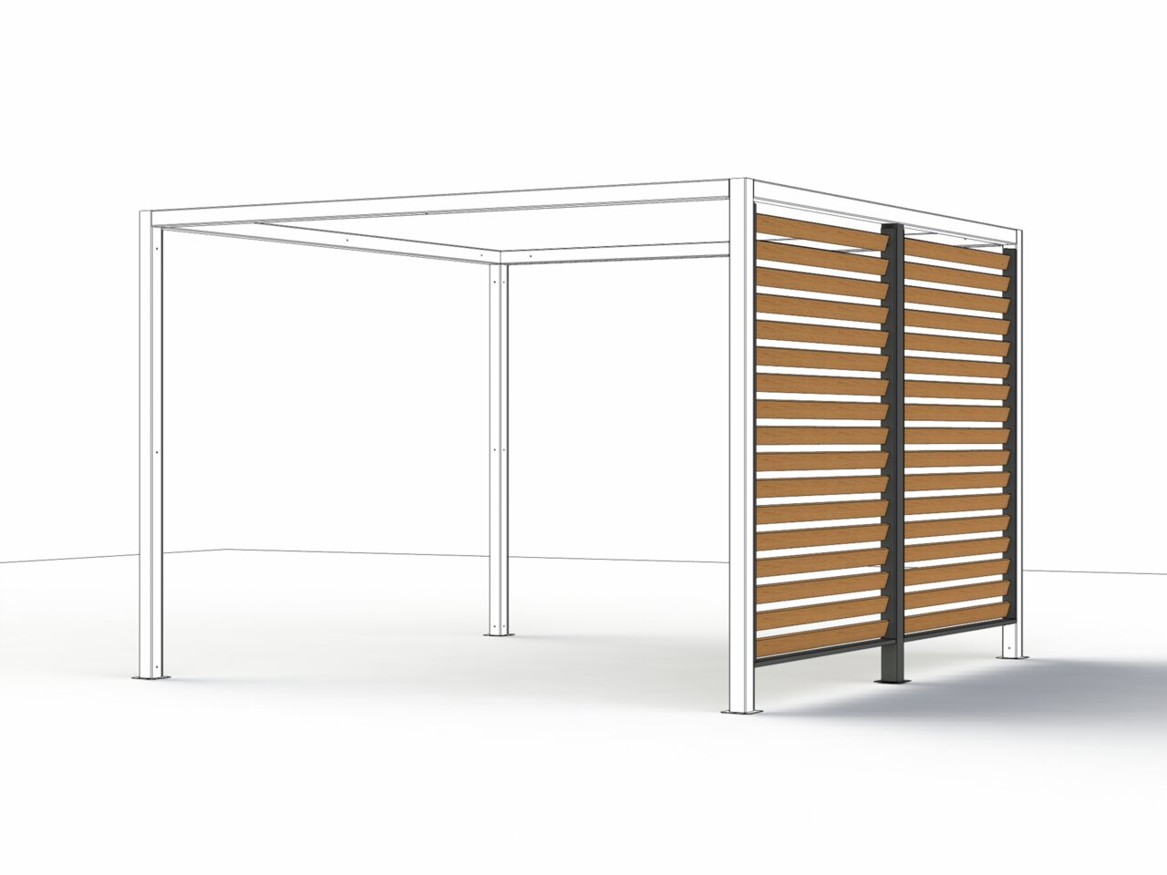 Siena Garden Sichtschutz Holzoptik SCHATTENMANUFAKTUR Moderner Sichtschutz in Holzoptik mit Metallrahmen, seitliche Perspektive