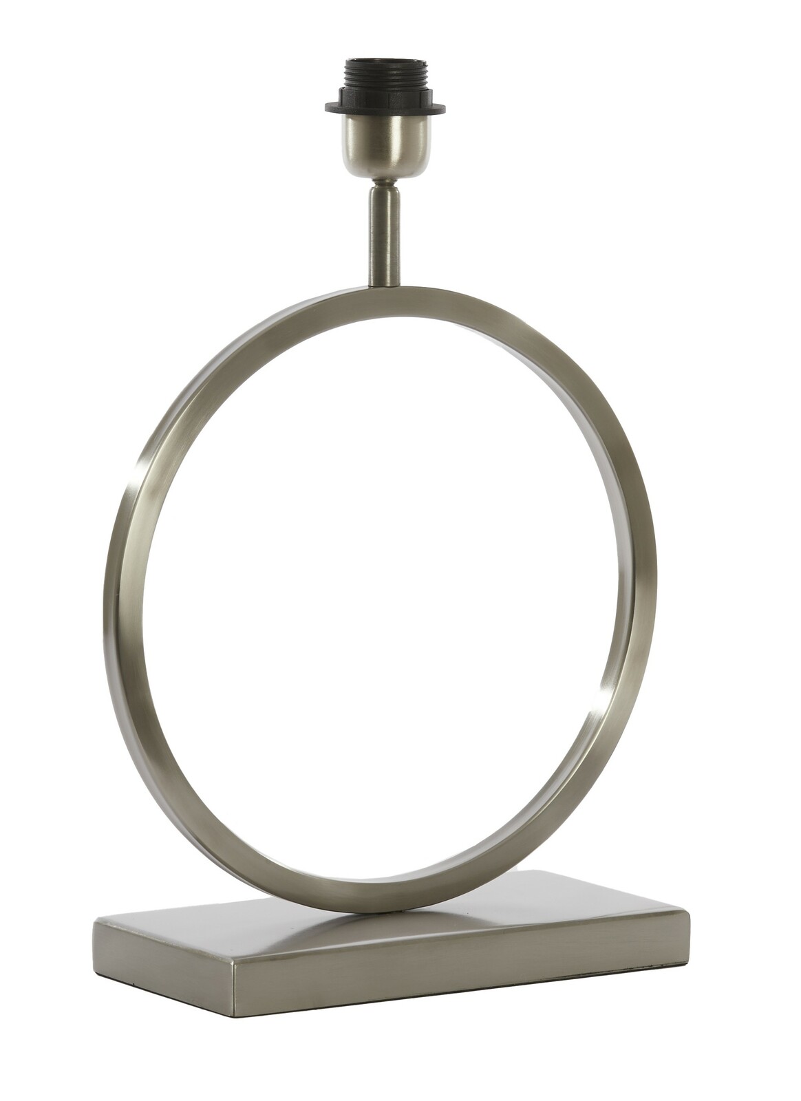 Moderner Lampenfuß in Ringform aus Metall, seitliche Perspektive