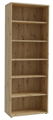 Breites Regal aus Holz mit fünf Einlegeböden, frontale Perspektive