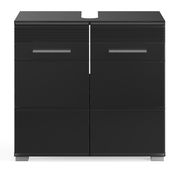 Schwarze Badkombination mit zwei Schubladen und zwei Türen, Frontansicht