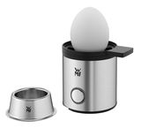 Eierkocher MyEgg Küchenminis aus Edelstahl mit einem Ei, seitliche Perspektive