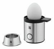 Eierkocher MyEgg Küchenminis aus Edelstahl mit einem Ei, seitliche Perspektive