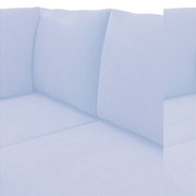 Graues 2-Sitzer Sofa aus Stoff, Nahaufnahme der Sitzfläche und Rückenlehne aus seitlicher Perspektive