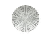 Porzellanteller mit grauem, strahlenförmigem Muster, Draufsicht