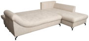 Beiges Ecksofa METZ mit Ottomane rechts, Ansicht von schräg vorne.