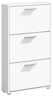 Weißer Schuhkipper mit drei Klappen, frontal betrachtet