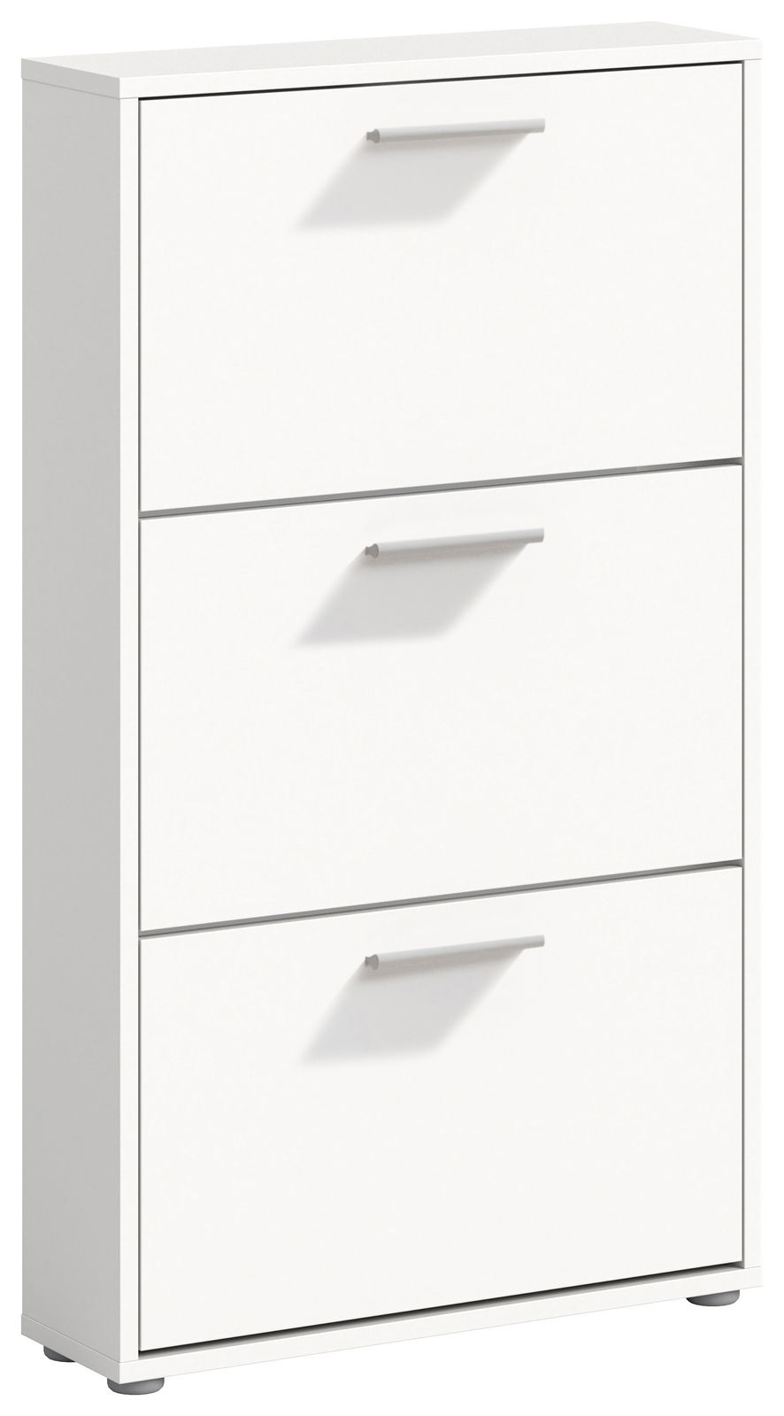 Weißer Schuhkipper mit drei Klappen, frontal betrachtet