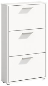 Weißer Schuhkipper mit drei Klappen, frontal betrachtet