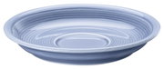 Blaue Kaffee-Untertasse aus Keramik, seitliche Perspektive