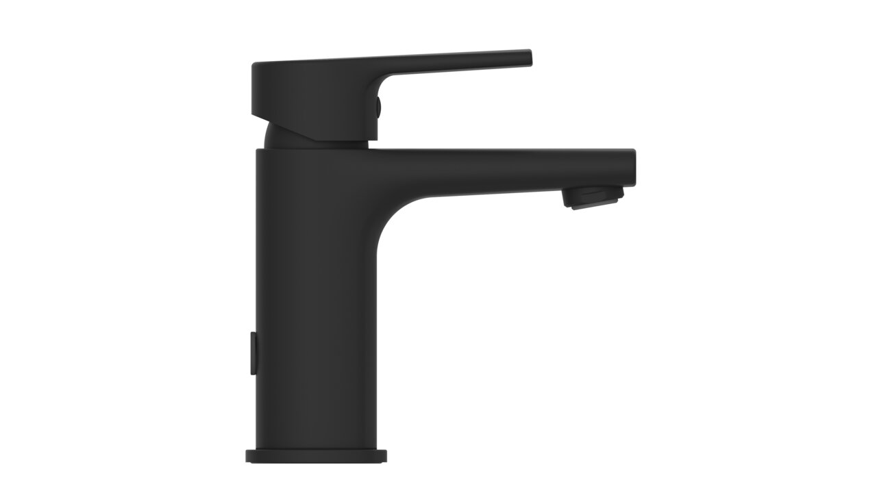 Wasserwerk Waschtischarmatur WT13 Schwarze Waschtischarmatur in Seitenansicht mit modernem Design
