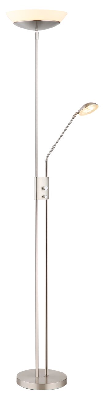 Globo Lighting Deckenfluter GANINA Moderner Deckenfluter mit zusätzlicher Leselampe, silbernes Design, seitliche Perspektive