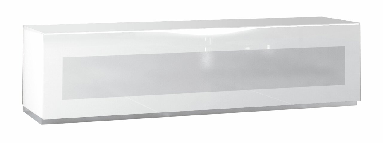 Munari TV-Lowboard MODENA Weißes TV-Lowboard mit glänzender Oberfläche, seitliche Perspektive