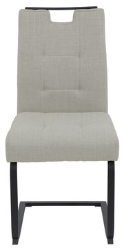 Moderner Schwingstuhl in Beige mit schwarzem Metallgestell, Frontalansicht