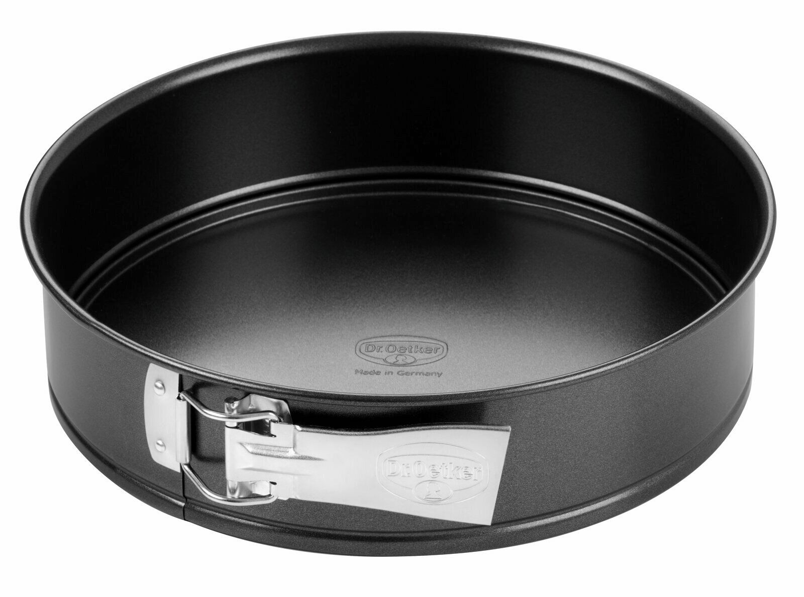 Schwarze Springform 26cm mit silbernem Verschluss, Draufsicht