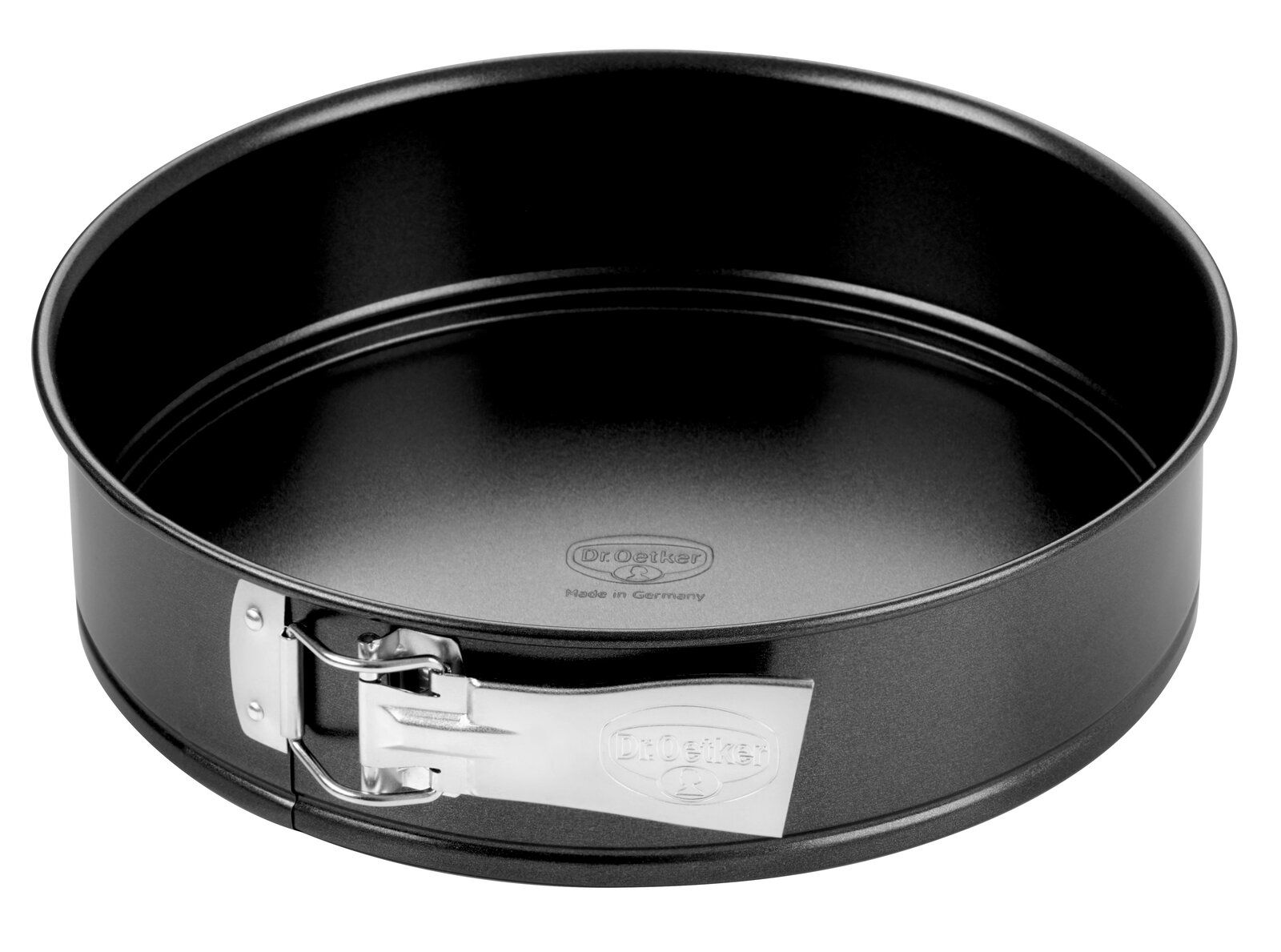 Schwarze Springform 26cm mit silbernem Verschluss, Draufsicht