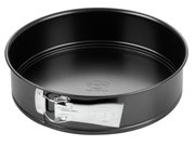 Zwarte springvorm van 26 cm met zilveren sluiting, bovenaanzicht