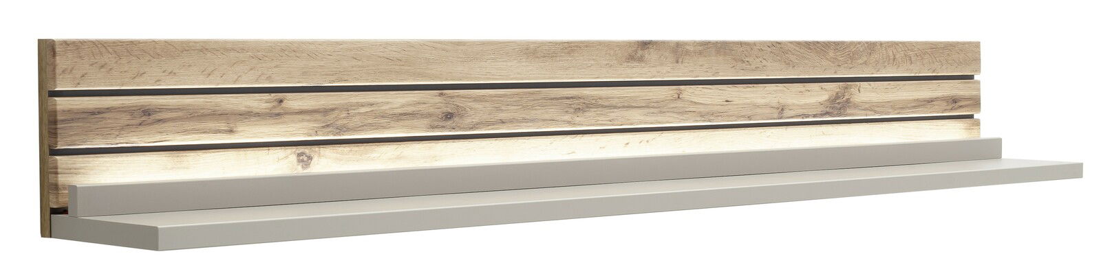 Wandboard aus Holz mit integrierter Beleuchtung, seitliche Perspektive