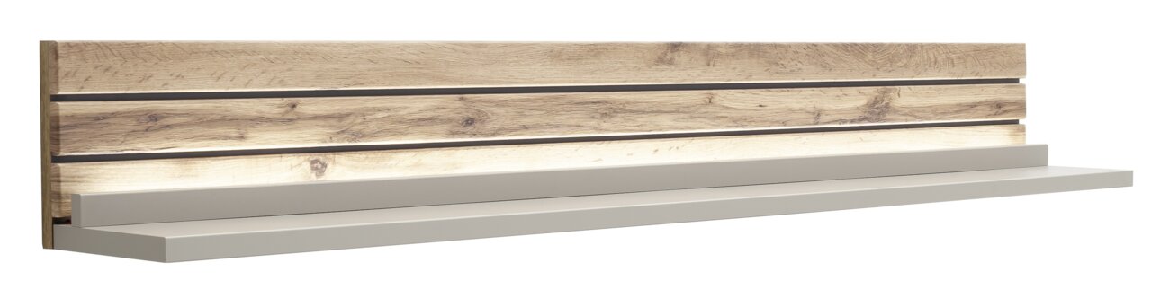 Wandboard aus Holz mit integrierter Beleuchtung, seitliche Perspektive