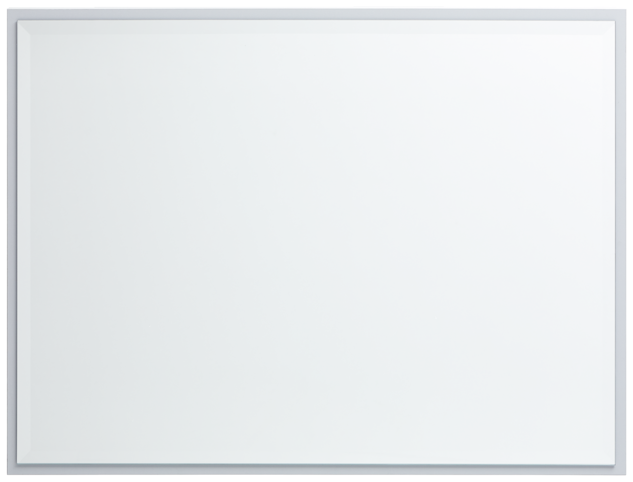 Rechteckiger, breiter Spiegel in Frontalansicht mit schmalem Rahmen.