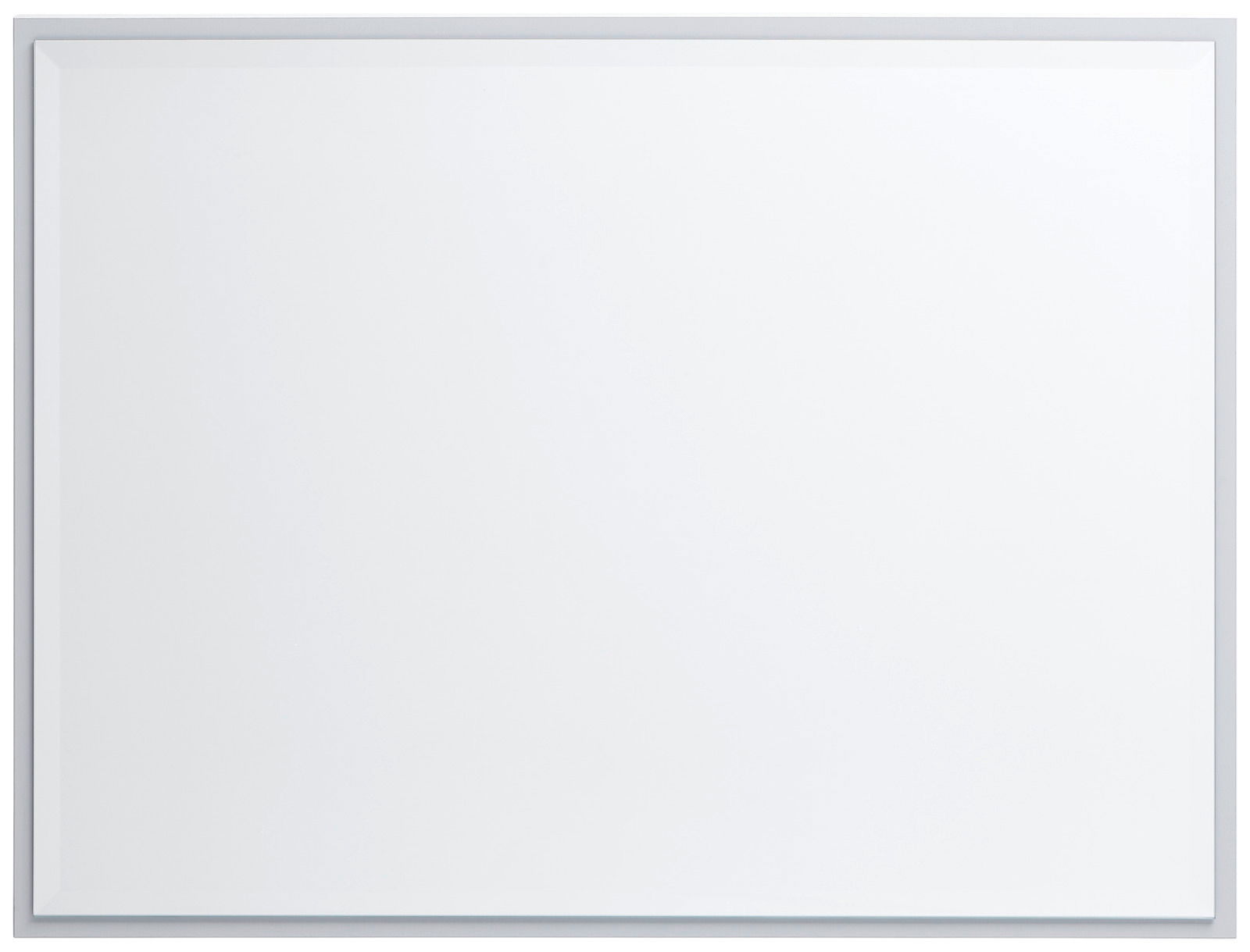 Rechteckiger, breiter Spiegel in Frontalansicht mit schmalem Rahmen.