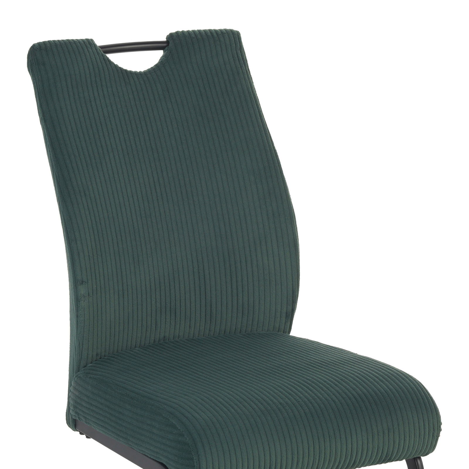 Grüner Schwingstuhl XORA GONZO mit geripptem Stoffbezug, seitliche Perspektive