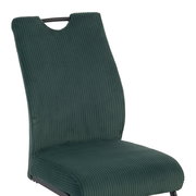 Grüner Schwingstuhl XORA GONZO mit geripptem Stoffbezug, seitliche Perspektive