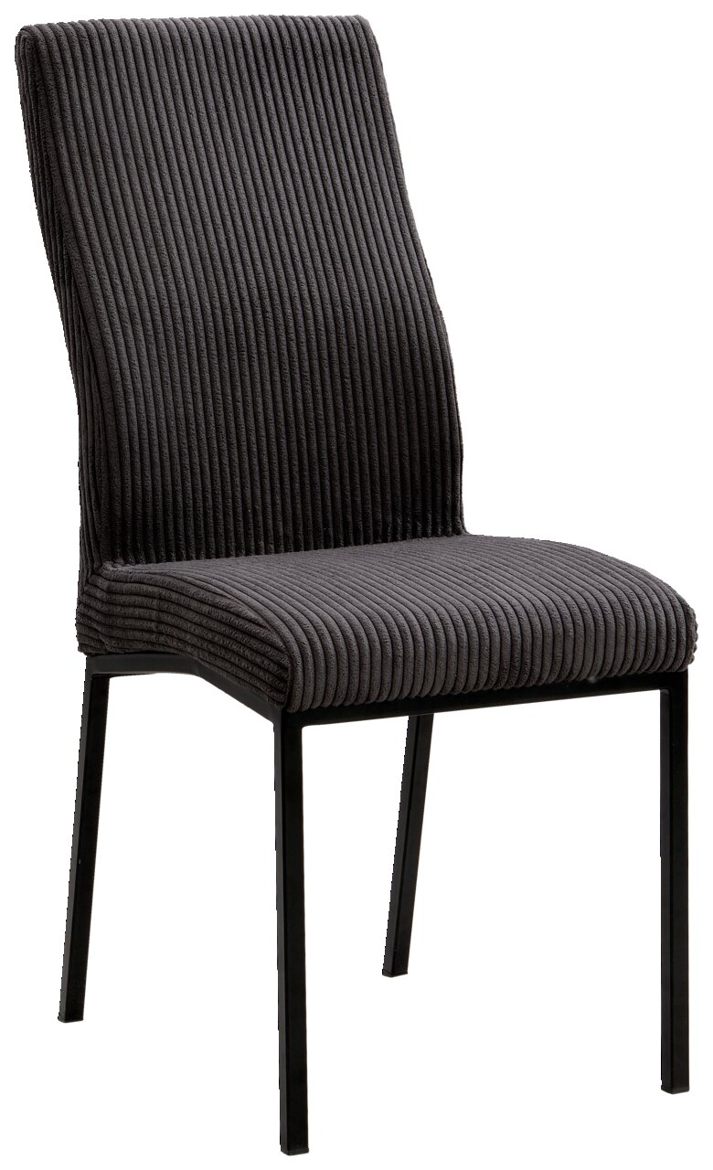 Z2 Stuhl BOJAN Moderner Stuhl mit geripptem Stoffbezug in dunklem Grau, seitliche Perspektive