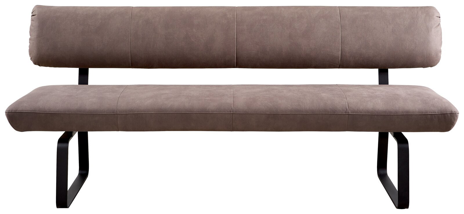 Venjakob Sitzbank 220cm P-7-IMPULS Moderne Sitzbank 220cm in braunem Stoff mit schwarzem Metallgestell, Frontalansicht