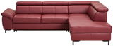 Rote Eckgarnitur aus Leder mit verstellbaren Kopfstützen, Vorderansicht