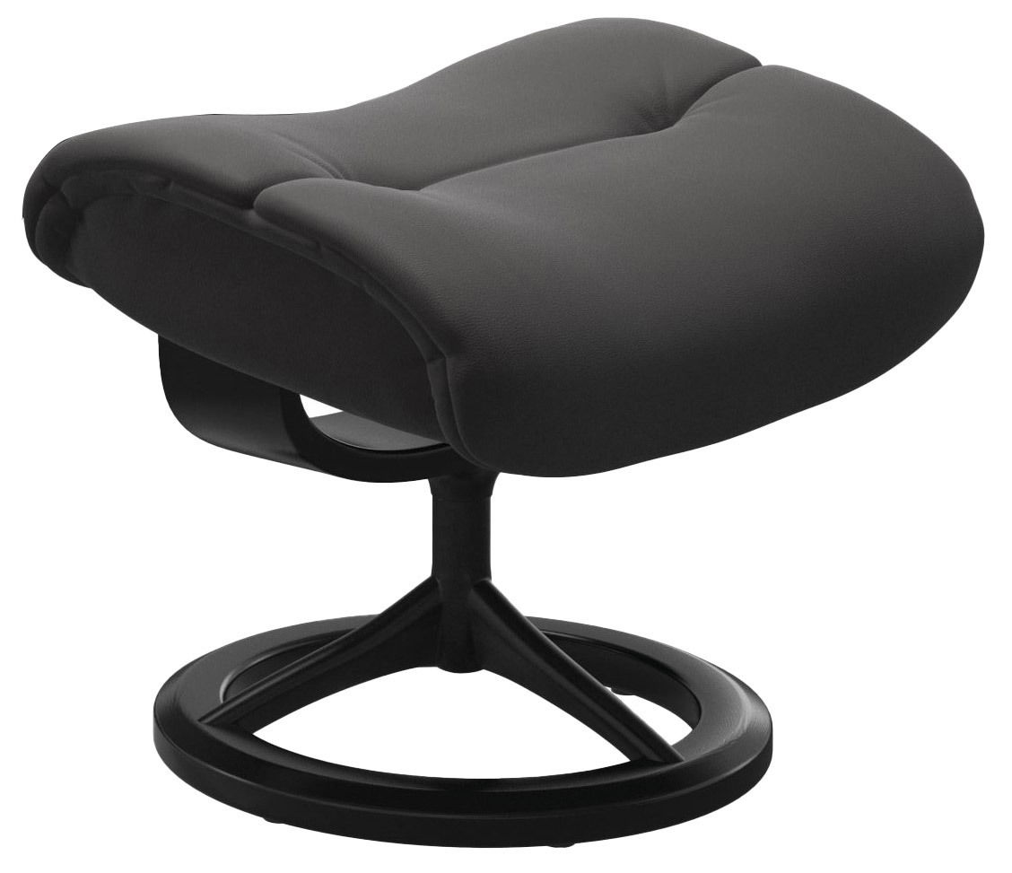 Stressless Hocker SUNRISE Moderner schwarzer Hocker mit gepolsterter Sitzfläche und rundem Metallfuß, seitliche Perspektive