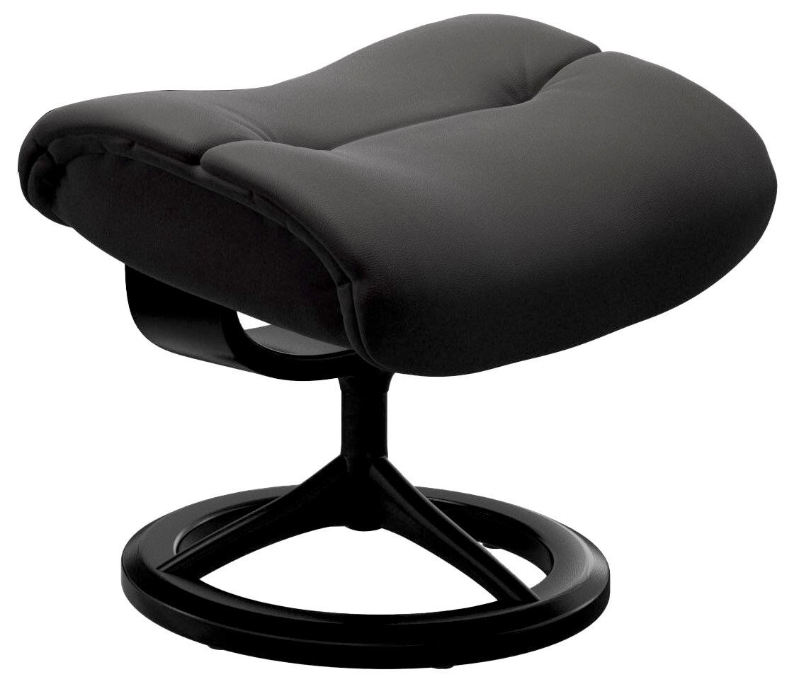 Stressless Hocker SUNRISE Moderner schwarzer Hocker mit gepolsterter Sitzfläche und rundem Metallfuß, seitliche Perspektive