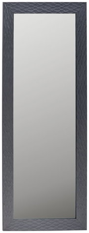 Rechteckiger Spiegel mit strukturiertem, dunklem Rahmen, frontal abgebildet.