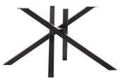 Schwarzes, modernes Tischgestell aus Metall in X-Form, seitliche Perspektive