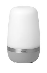 LED-Outdoorleuchte SPIRIT in zylindrischer Form mit weißem Diffusor und silbernem Sockel, Frontalansicht