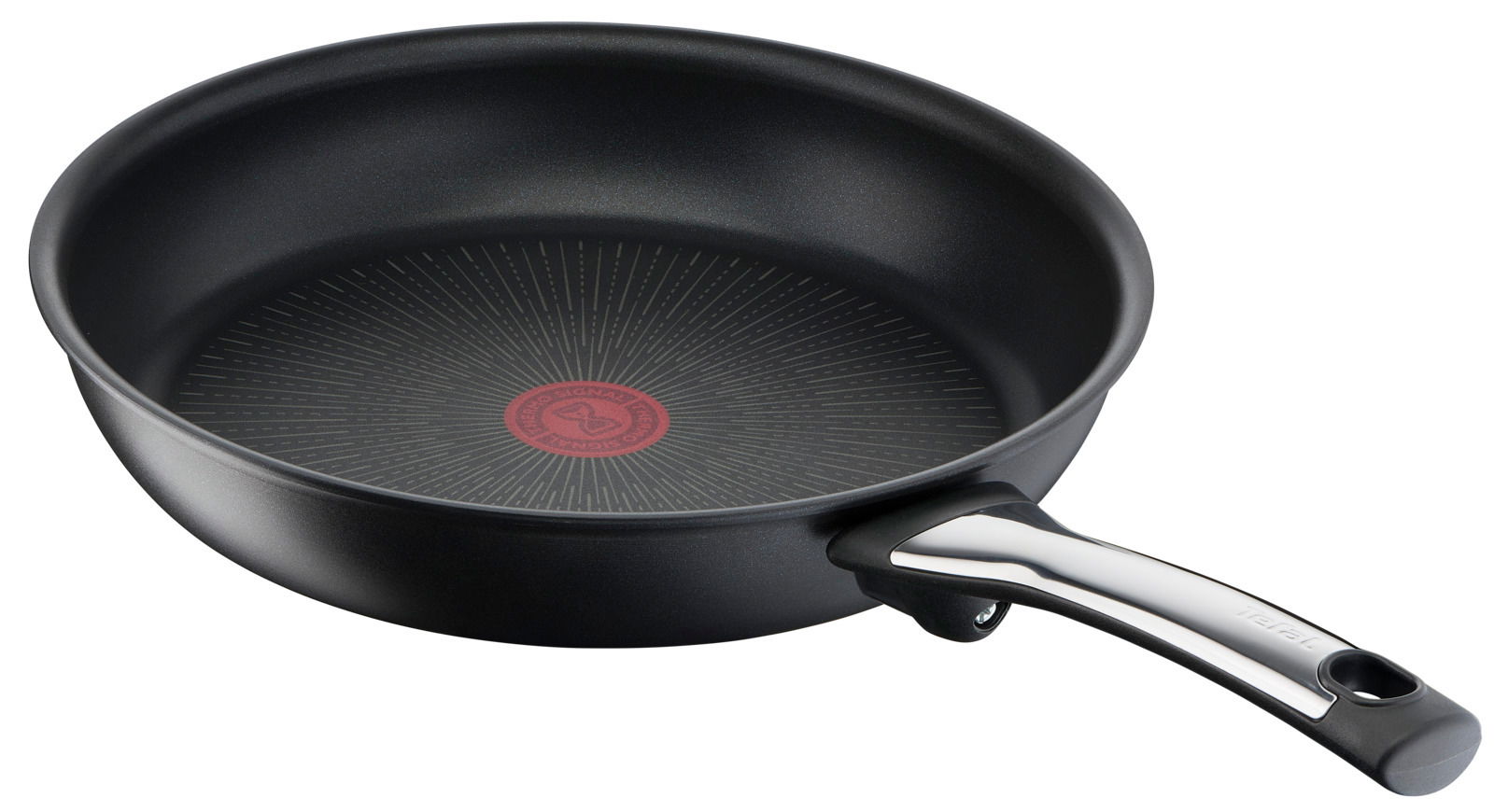 Bratpfanne Excellence 28cm, schwarze Antihaftbeschichtung, seitliche Perspektive