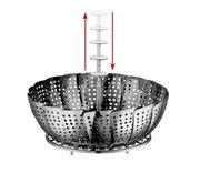 Dampfeinsatz aus Edelstahl mit verstellbarem Griff, Ansicht von schräg oben